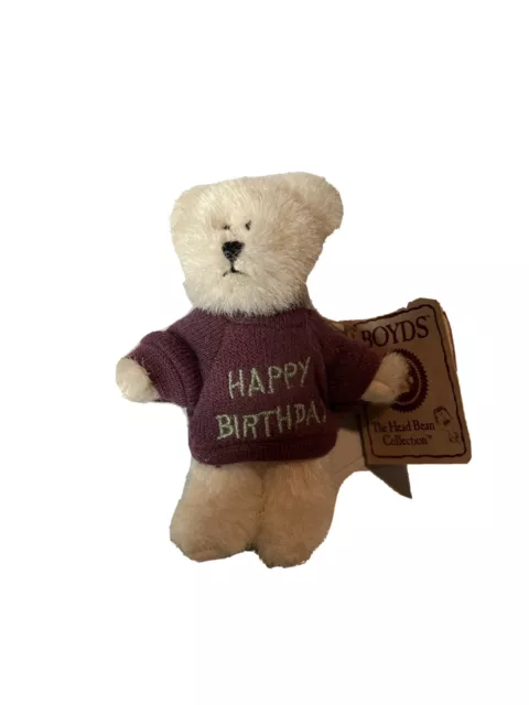 Boyd’s Bear Mini Purple Happy Birthday Sweater With Tags