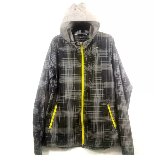 Nike Women's Size M Phenom Vapor Running Full Zipper  Plaid Gray Hooded Jacket