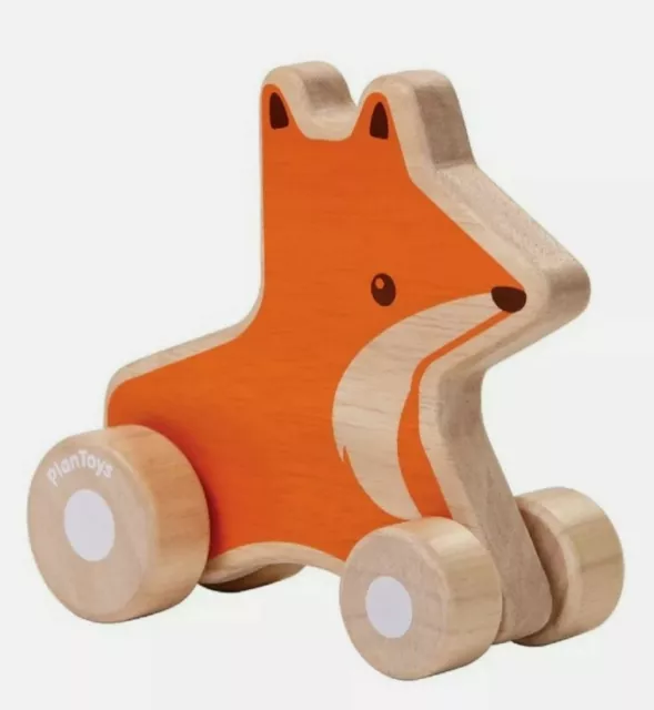 Plan Toys SUSTAINABLE wooden Fox Wheelie baby push car FREE gift wrapping