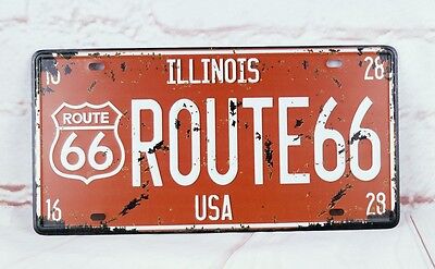 WALL HANGING LICENSE PLATE ROUTE 66 Vintage metal signs HOME DECOR