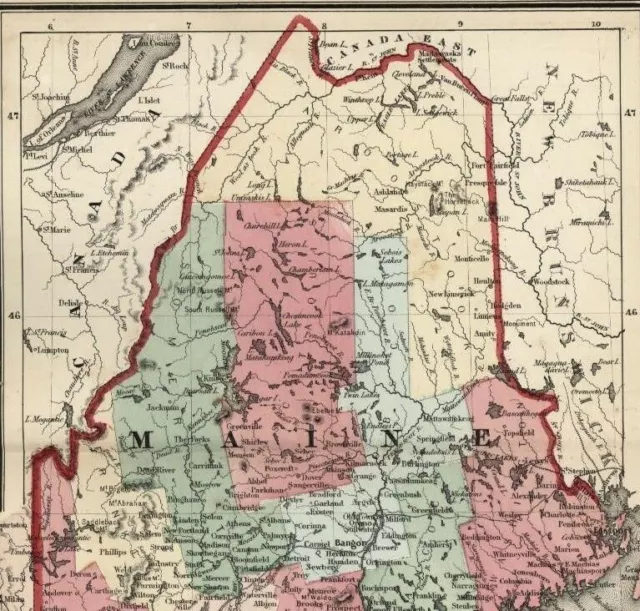 Maine state 1865 Colton antique uncommon small antique map 3