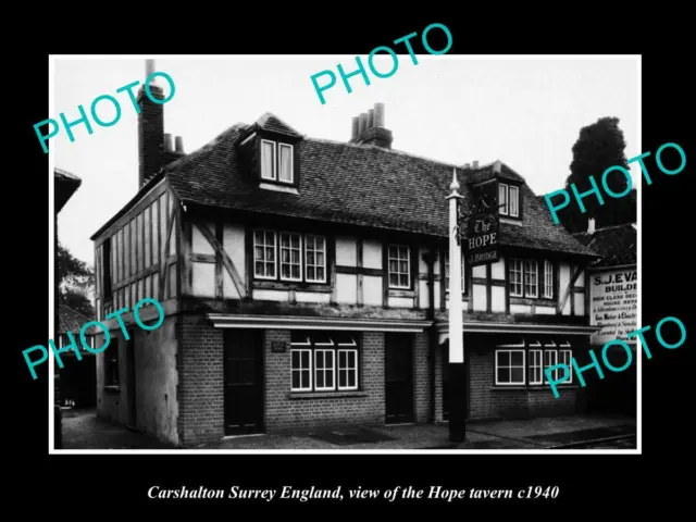 OLD 8x6 HISTORIC PHOTO CARSHALTON SURREY ENGLAND THE HOPE TAVERN c1940