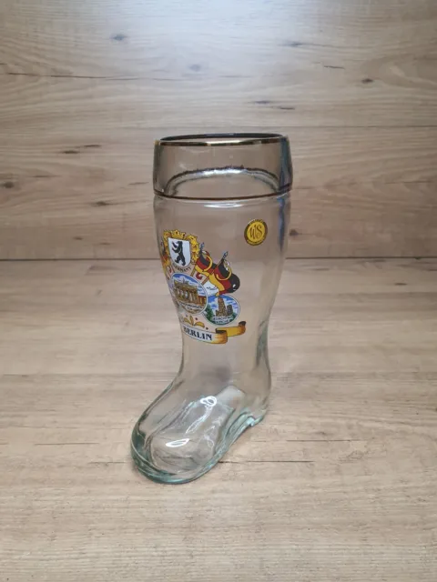 Berlin Glass Beer Boot Stein Jug 0.5L Hand Made In Germany