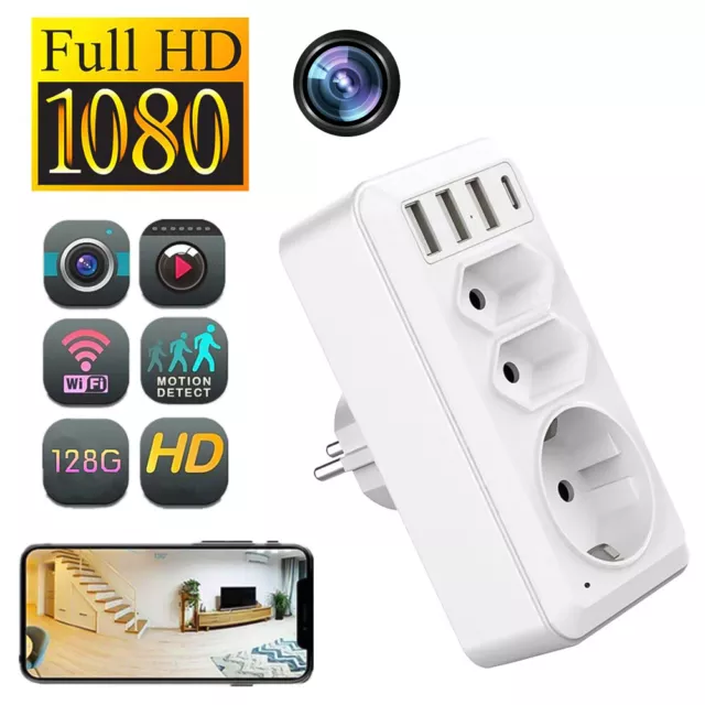 EU Plug Wall Outlet Security Mini Camera 1080p HD WiFi IP Home Nanny Camera 3