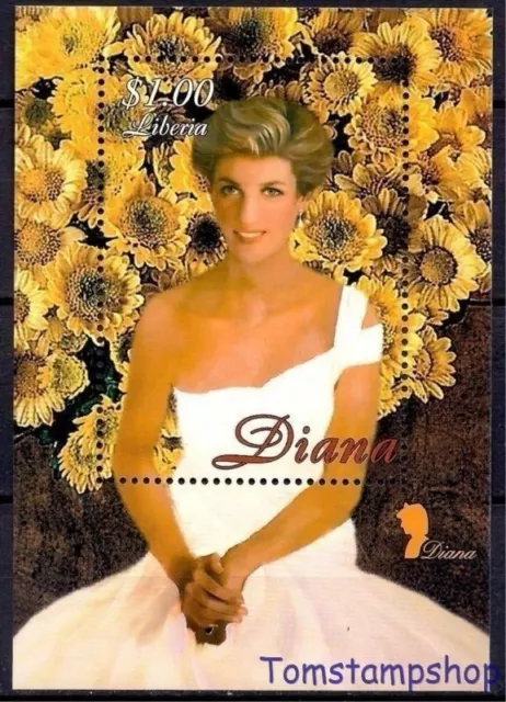 Liberia Diana Princess of Wales Royal Royalty Sunflower m s MNH