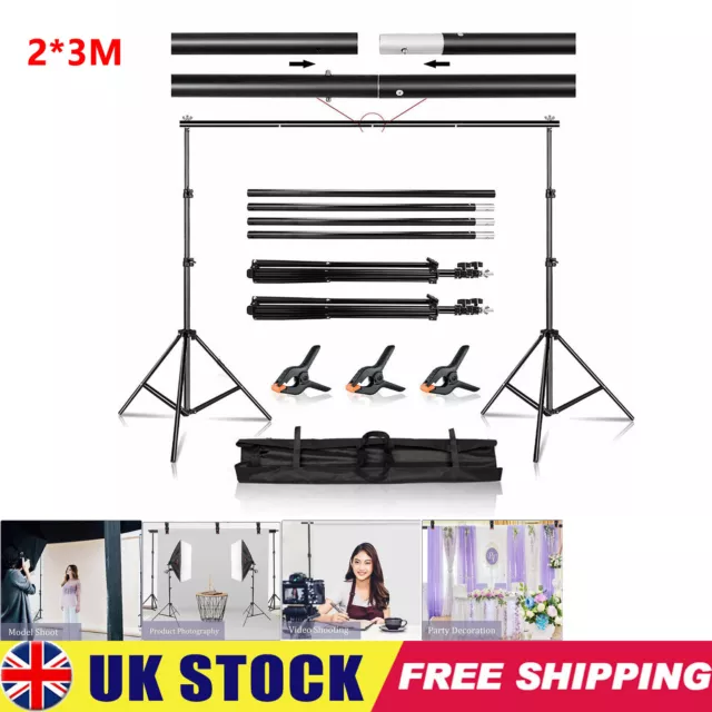 2x3M Adjustable Photography Background Support Stand Photo Backdrop Crossbar Kit