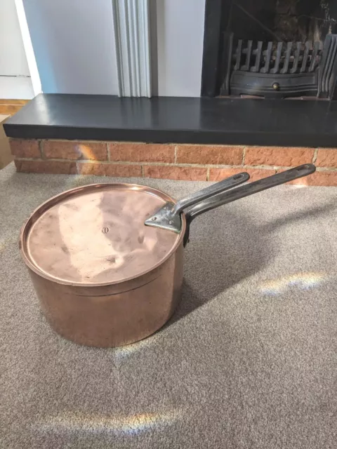 Victorian Copper Saucepan And Lid Made By Temple & Crook