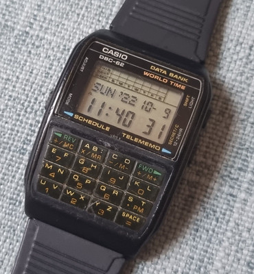 VINTAGE CASIO DBC-62 databank calculator alarm chrono lcd watch japan module 676 Â£0.89 - PicClick UK