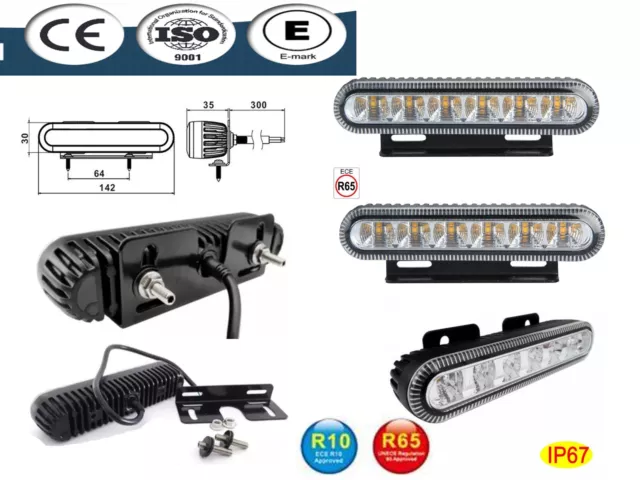 2x Auto LED Frontblitzer Warnleuchten Blitzlicht Strobe Leuchte 12-24V ECE 65/10