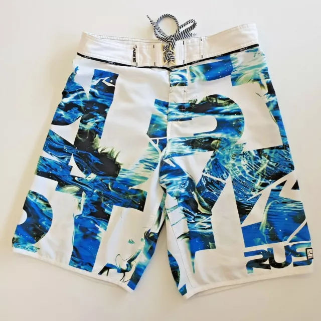 Rusty Board Shorts Size 31 Lightweight  Blue & White With A Back Pocket