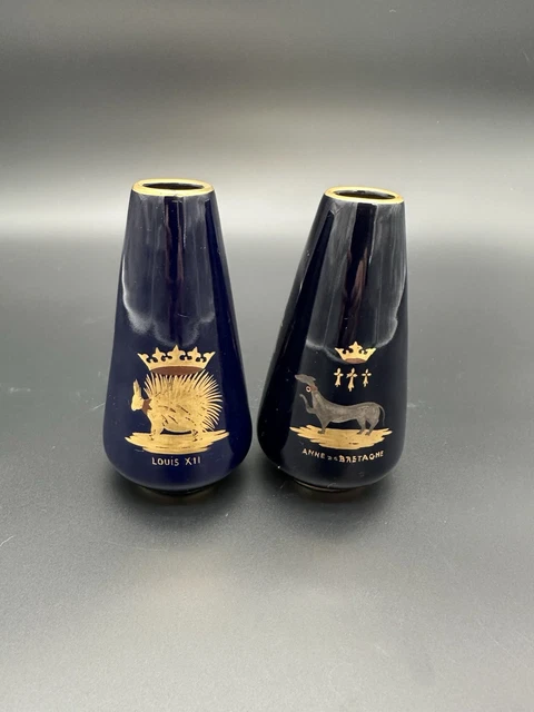 Vase En Porcelaine Bleue Charles De Bertry Pour Caroline Dauchy - Pièce Unique, Parfait état, Origine France
