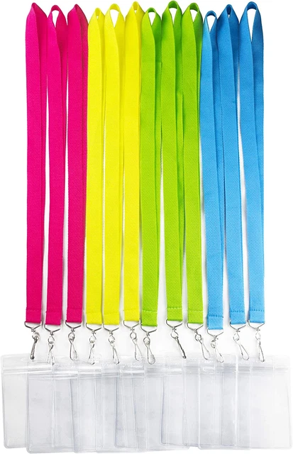 12 Pack Cruise Lanyard with Waterproof ID Card Holder, Colorful Durable Lanyard