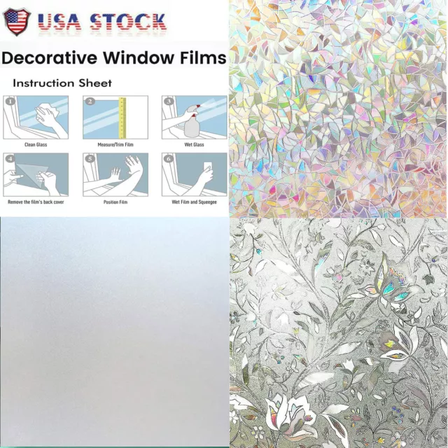 45x200cm Waterproof Frosted Privacy Window Glass Cover Film Home Sticker