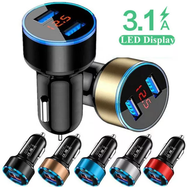 3.1A Dual Ports USB Car Charger Cigarette Lighter Digital LED Display Voltmeter