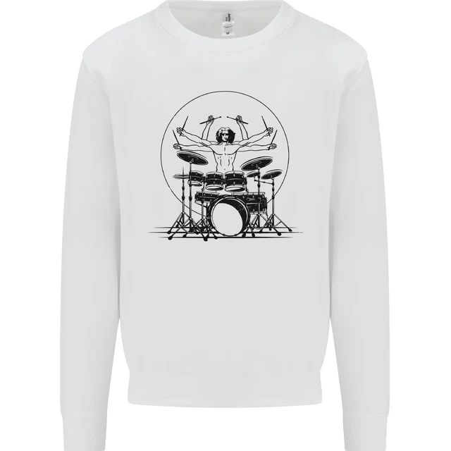 Vitruvian Drummer Funny Drumming Drum Kids Sweatshirt Jumper
