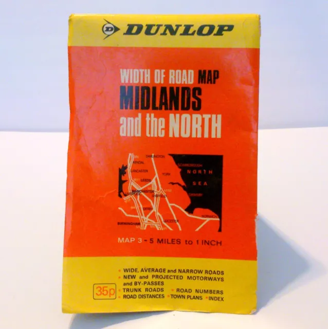 Vintage Dunlop Midlands and the North Width of Road Map 3