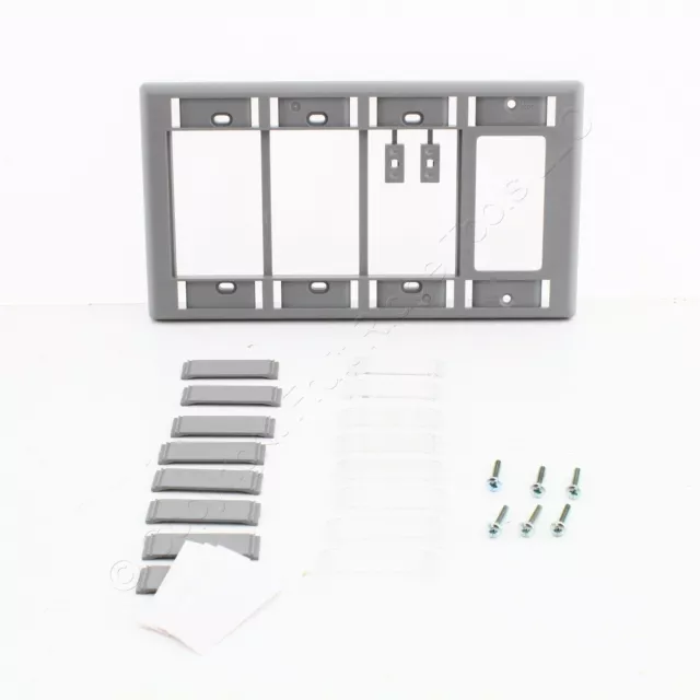 Hubbell Gray 1-Decorator 3-iStation Module Frame Plate 4-Gang w/ID IMFP1D3GY