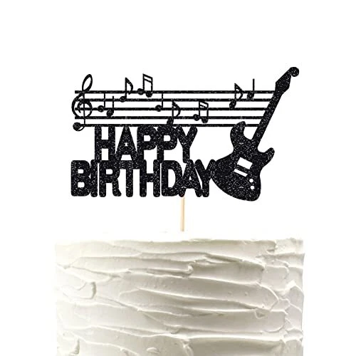 Guitar happy birthday cake topper， Music, Treble Clef, Musician, Band Party,