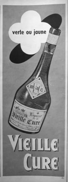 Publicité De Presse 1955 Liqueur Vielle Cure Verte Ou Jaune