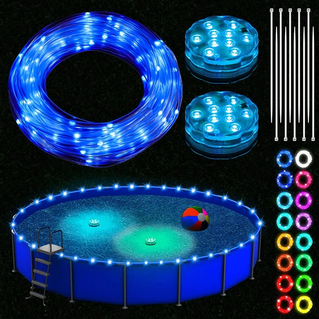Pool Lights for above Ground Pools 39.4Ft Remote Control Submersible LED Rim Lig