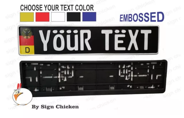 Custom European German License Plate - Customize Your Plate -  CHOOSE TEXT COLOR