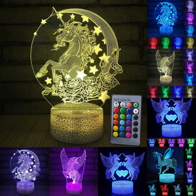 3D ILLUSION UNICORN LED Night Light Colour Changing Bedside Lamp Kids Xmas Gift £14.09 PicClick UK