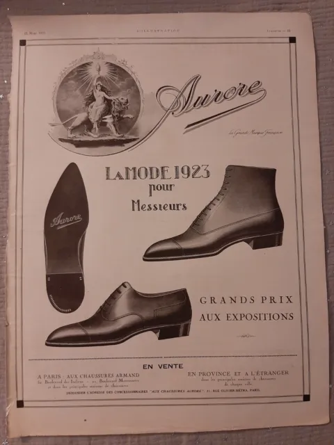 Publicité de presse ancienne Chaussure Aurore de 1923 - Old paper advertisement