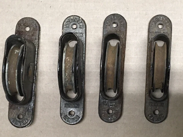 Lot of 4 Vintage Anderson Double Hung Window Roller Sash Pulleys Patent 16594