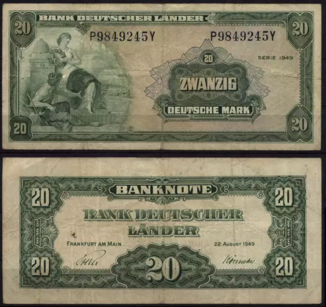 [17348] - BANK DEUTSCHER LÄNDER: DM 20,00, Serie 1949, Ro. 260 - P/Y - (= EUR 50