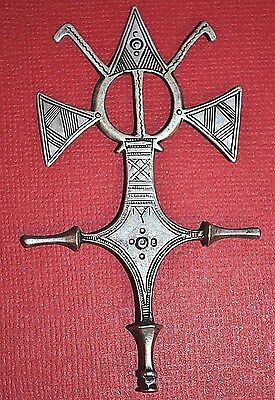 Antique African Tuareg Traditional Ethnic Coin Silver Cross From Niger, Africa