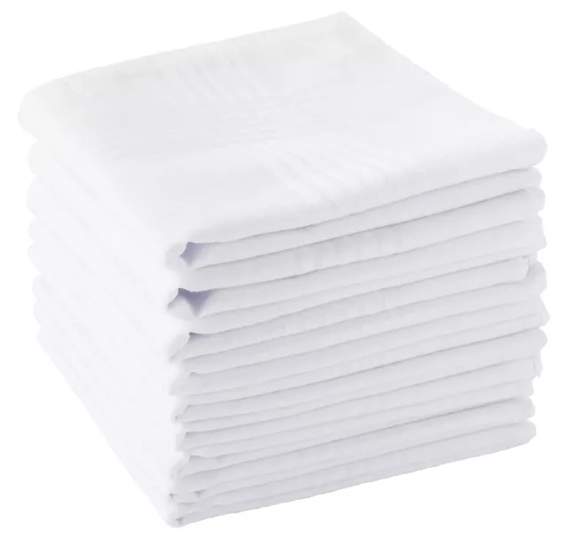 Mens Handkerchiefs 100% Soft Cotton White Hankie Hankerchieves