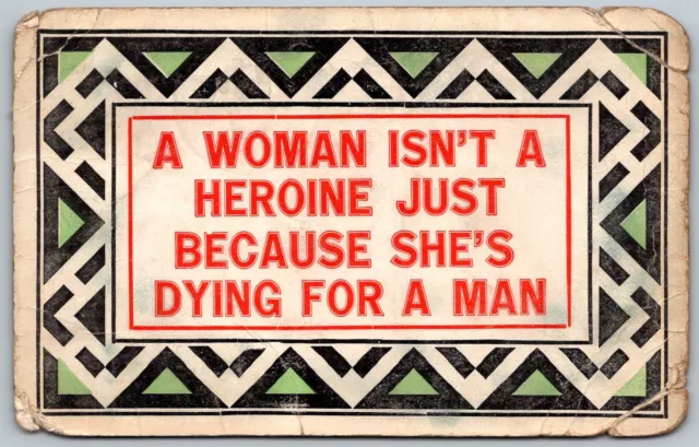 COMIC 1907 Postcard Woman Isn't A Heroine Dyeing For A Man Westerville Ohio