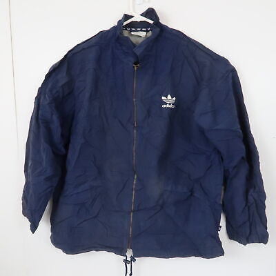 Vintage 90s Adidas Mens Jacket Size L Blue Trefoil Logo Zip-Up Windbreaker Coat