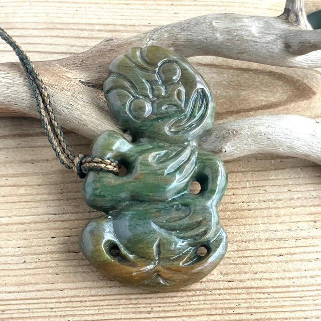 Obay Rocks LARGE NEW ZEALAND Obay Stone Golden Bay Stone Hei Tiki Necklace 80mm ...