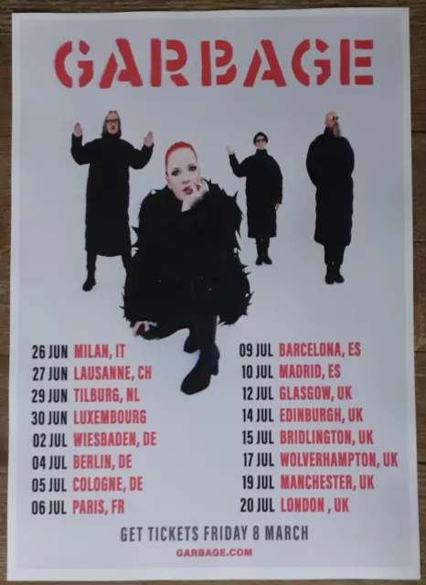 Garbage - live band music show 2024 promotional tour concert gig poster