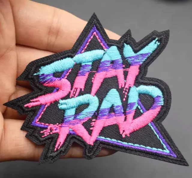 "STAY RAD" 80's RETRO SURFING - FUN IN THE SUN - Embroidered Sew/Iron On Patch