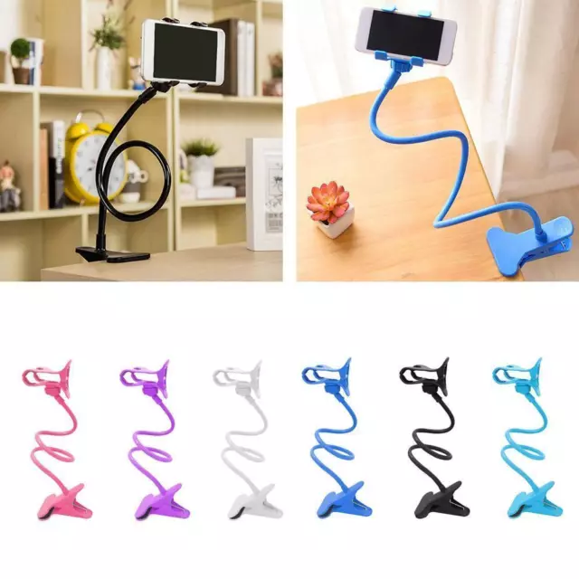 Flexible 360 Clip Mobile Cell Phone Holder Lazy Bed Mount Stand Desktop W5J7