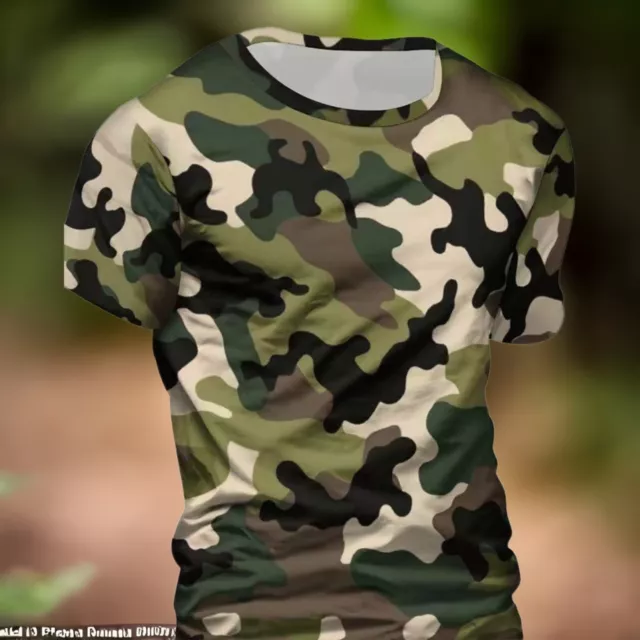 Men Camo T Shirt Camouflage Army Combat Military Hunting Fishing Gym  Outdoor Tee