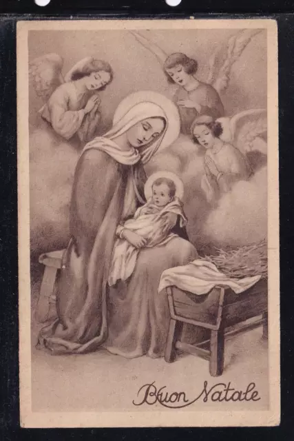 Cartolina Buon Natale Madonna con Bambino Angeli Z1165