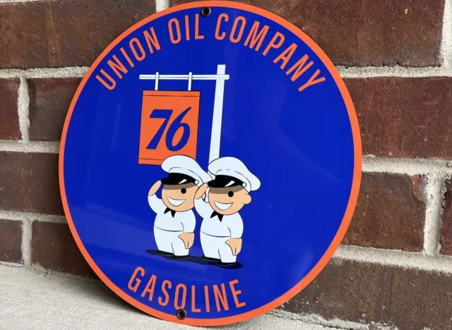Union 76 Minute MAN service  metal advertising garage sign oil gasoline baked