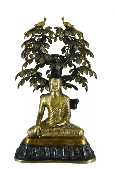Whitewhale Brass Buddha Statue Blessing Under The Tree Murti for Home Decor