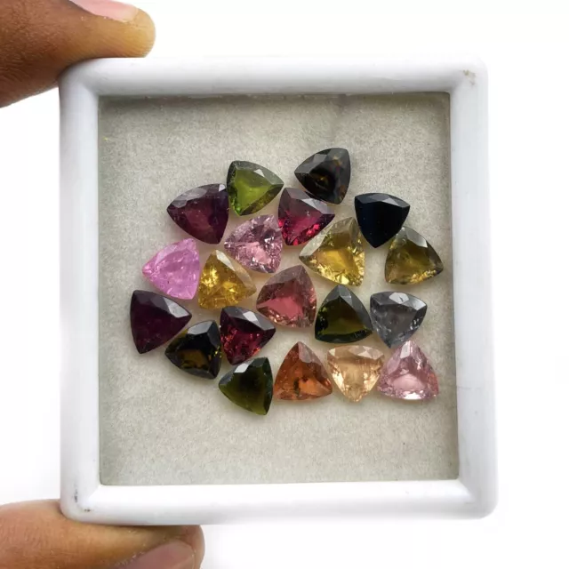 Natural Multi Tourmaline Trillion Cut Loose Gemstone Lot 4 Pcs 8-9 MM 6 CT