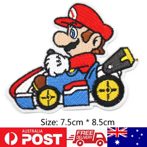 1pc Mario Kart Iron On Patch Embroidered Cloth Badge Sew On DIY