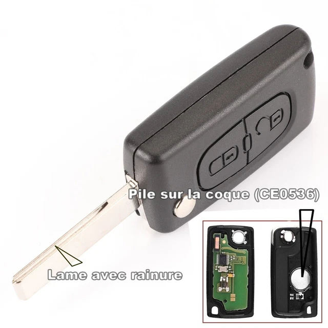 Clé Vierge électronique ASK ID46 Pour Peugeot/Citroën (2005-2011) - 2 Boutons, Fréquence 433 MHz, Lame HU83