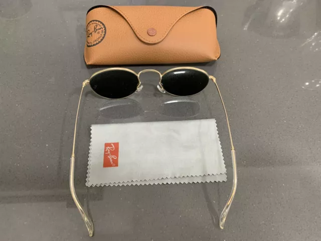 ray ban sunglasses rb3447 001 round metal 50-21, Polished Gold Frame/ Brown Lens 2