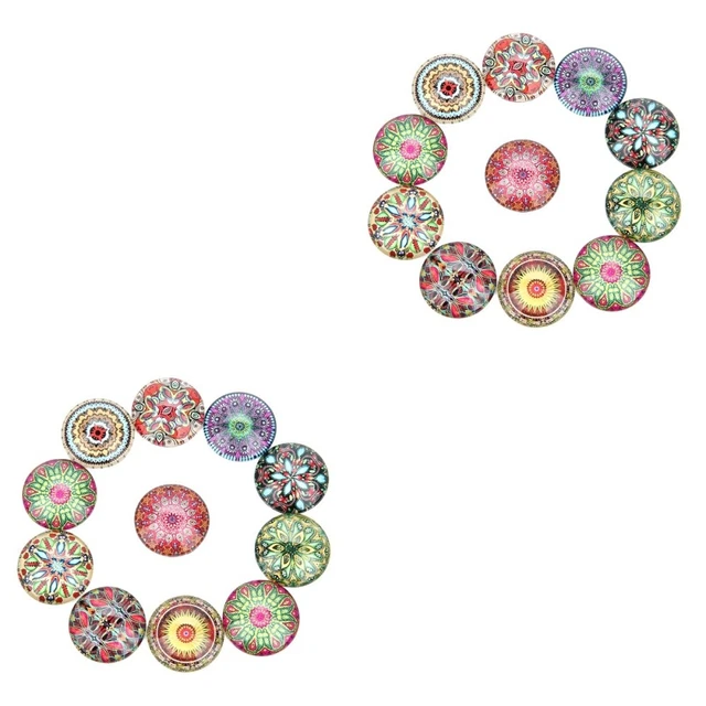 Flatback-Glasschmuck 2x Mosaik Glas Druckknopf Mosaik