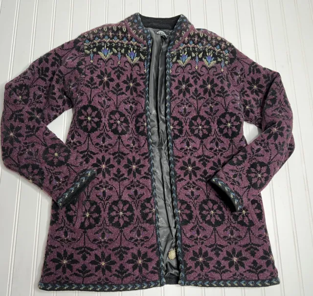 Icelandic Design Medium Full Zip Wool Blend Cardigan Sweater Women