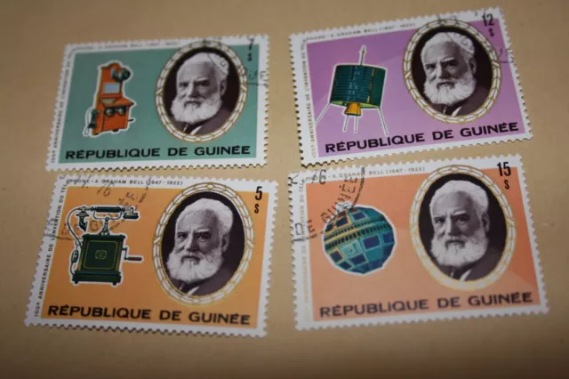 PM 142 gestempelt Briefmarken Guinea Afrika Graham Bell Erfinder des Telefon