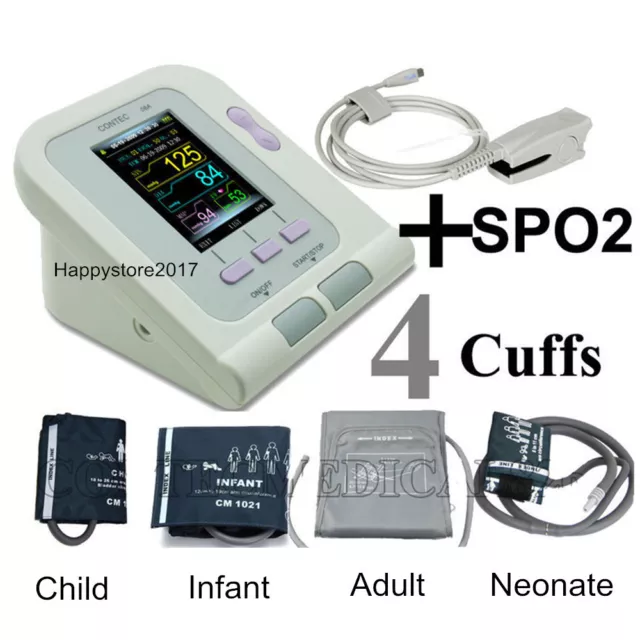 FDA&CE 4 BP Cuffs+SPO2 CONTEC08A Digital Upper Arm Blood Pressure Monitor