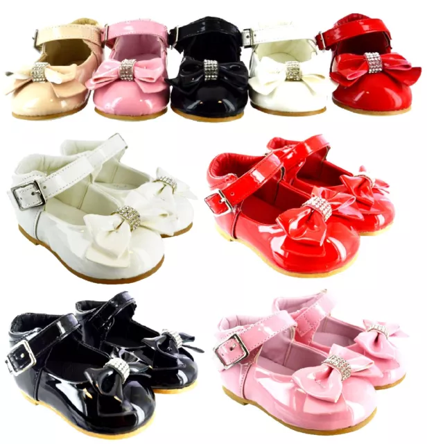 Kids Baby Infants Toddler Girls Spanish Patent Flat Wedding Party T-Bar Shoes Sz